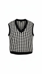 Talbots Houndstooth Sweater Vest size L at Blue Sparrow Shop