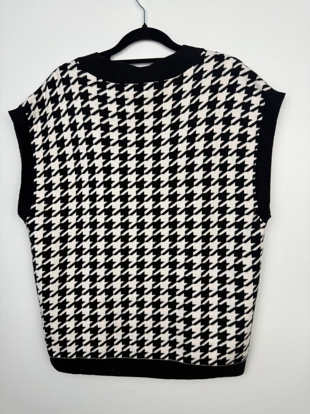 back of Talbots Houndstooth Sweater Vest  on hanger