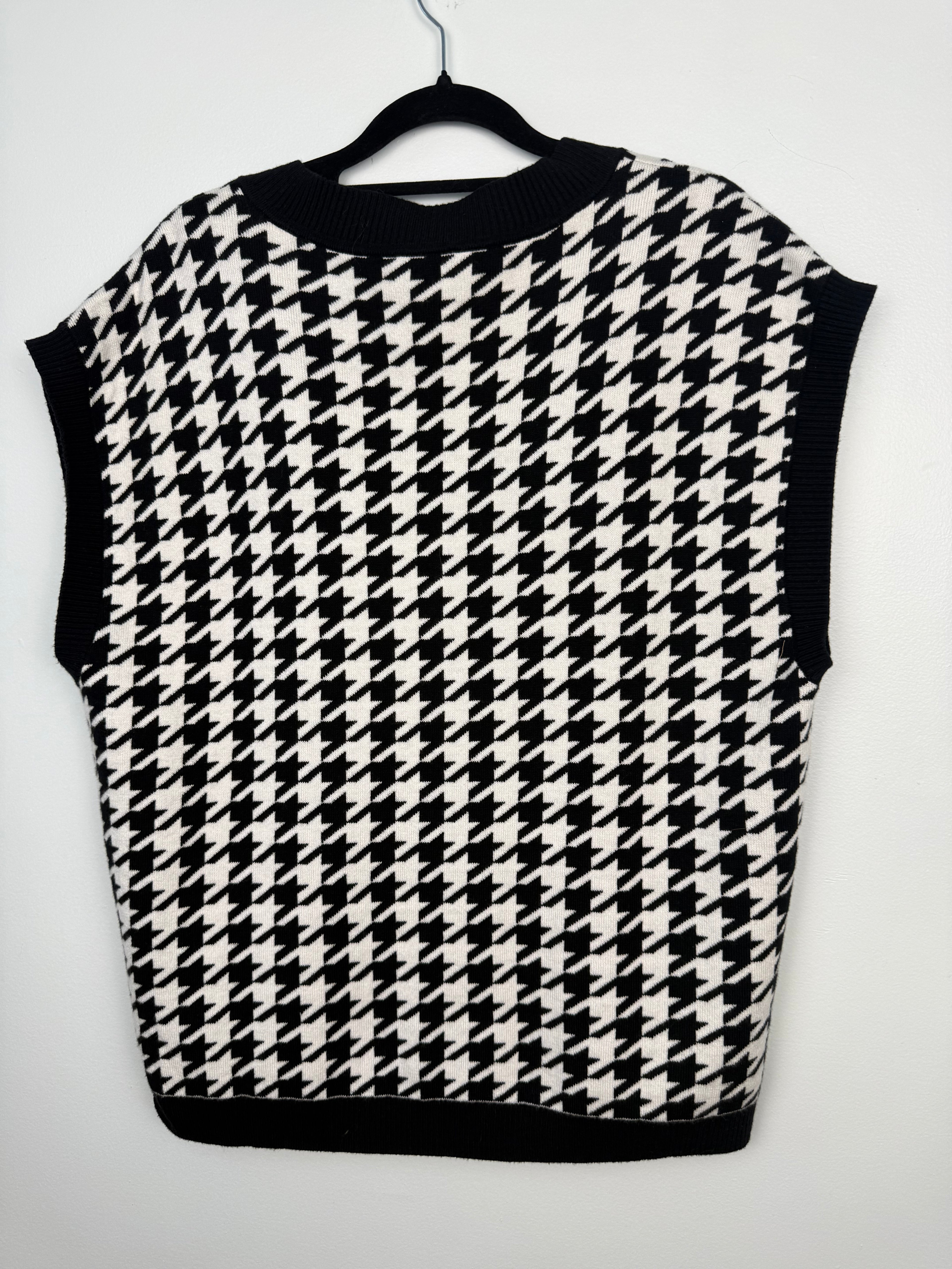 back of Talbots Houndstooth Sweater Vest  on hanger