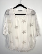 Tendenze made in italy star print overlay top on hanger 