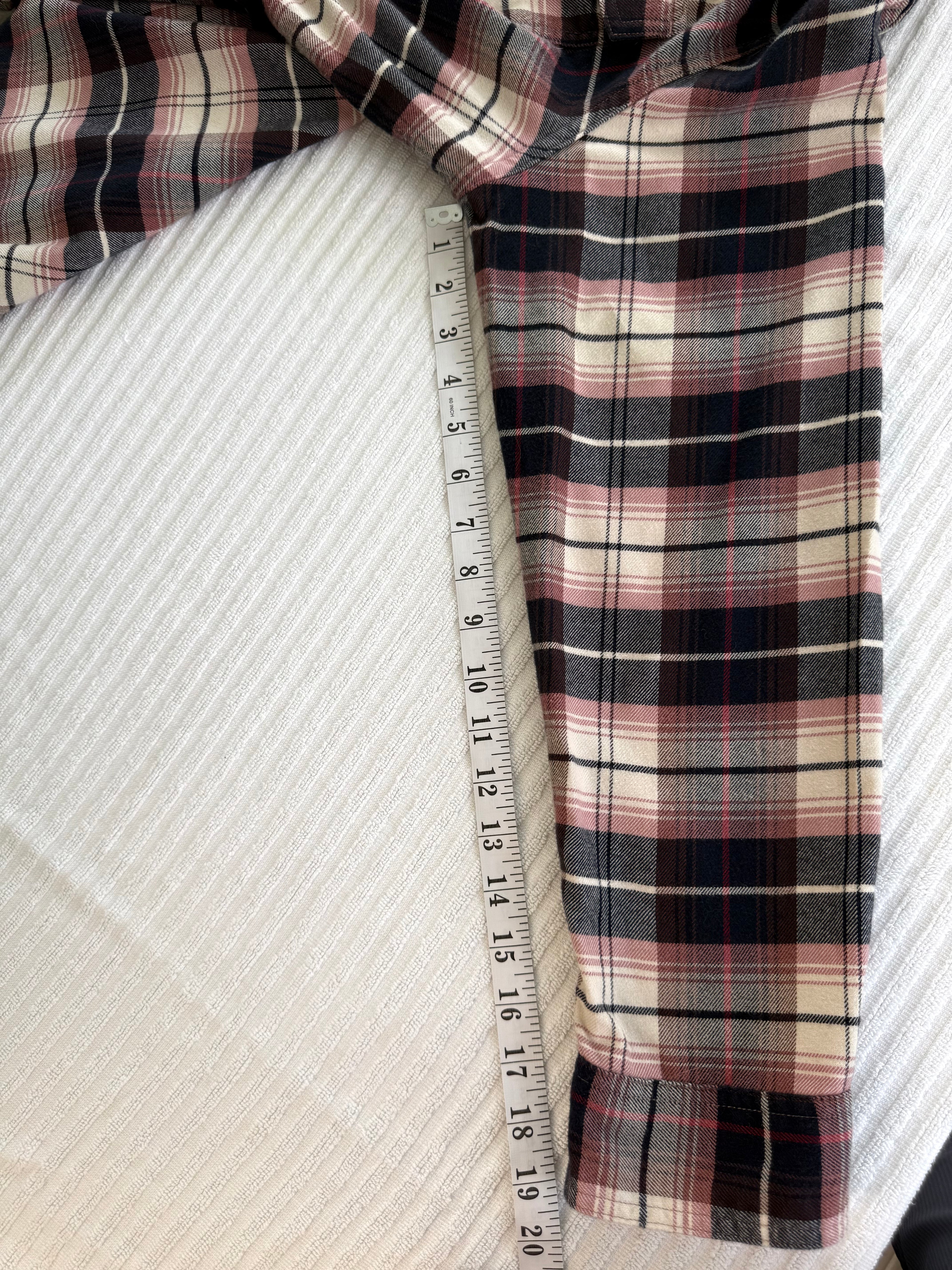Tilley Organic Cotton Plaid Shirt measuring19" sleeve