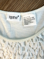 Together brand 100% cotton basic layering piece white tank with lace top made in Macau care tag 