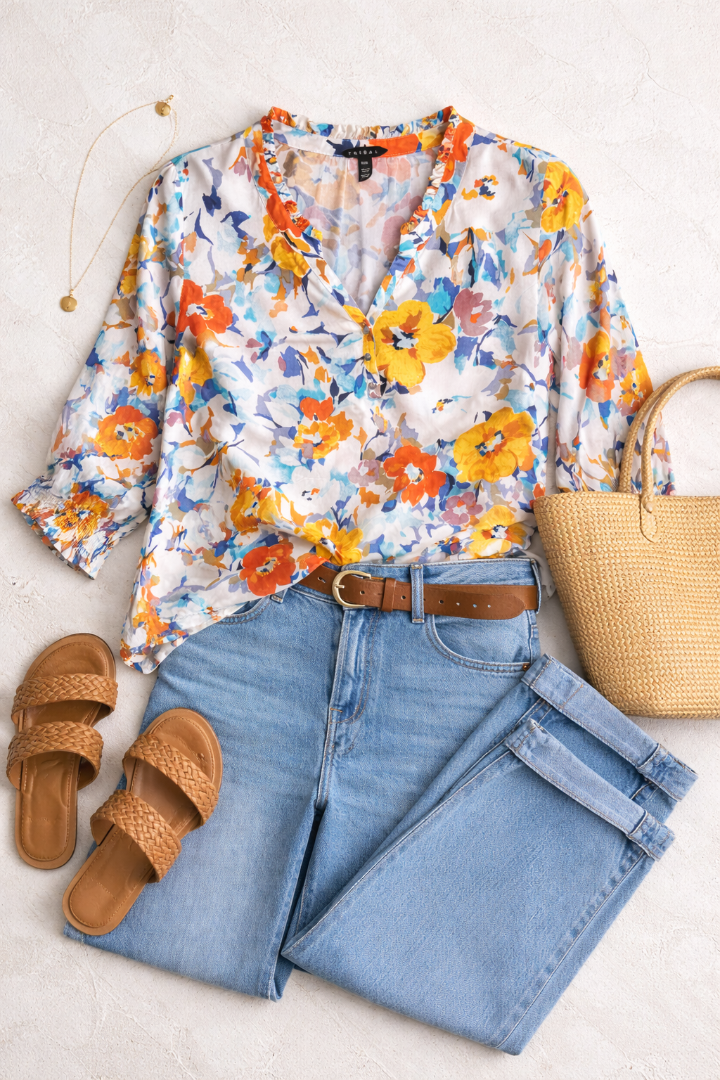 Tribal 3/4 Sleeve Spring Blouse at Blue Sparrow Shop lifestyle photo 