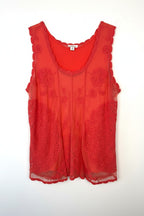 Tribal Lace Overlay Sleeveless Top | Size L at Blue Sparrow Shop
