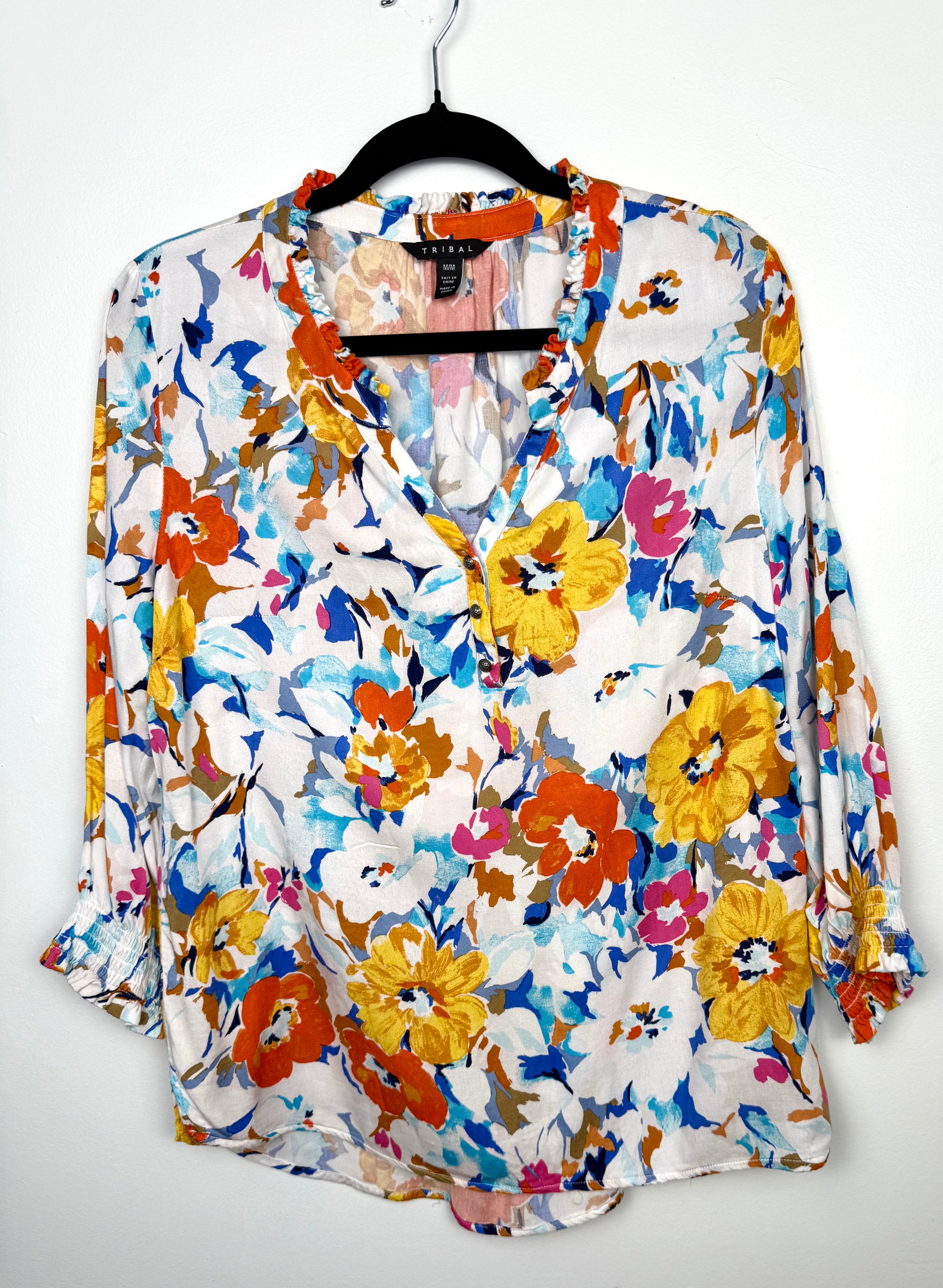 Tribal floral spring top  on hanger