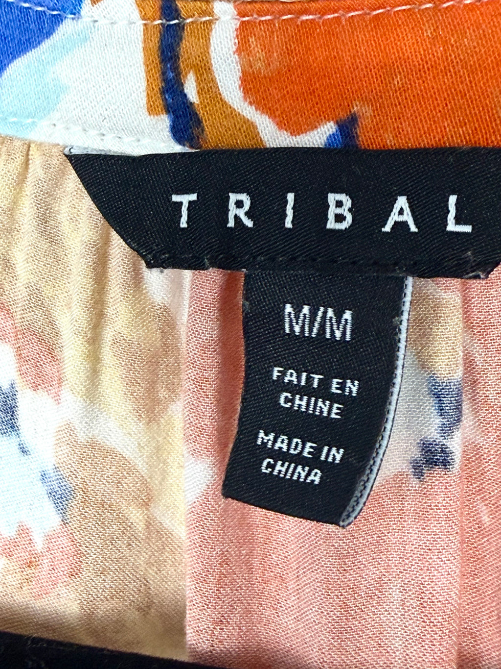 Tribal floral spring top inside label