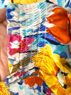 Tribal floral spring top  smocked detail on cuff