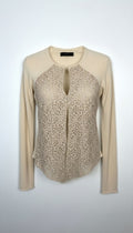 Twin Set Simona Barbieri Leather Panel Cardigan | Size S at Blue Sparrow Shop