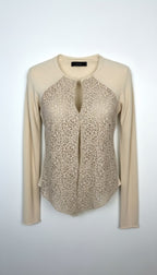 Twin Set Simona Barbieri Leather Panel Cardigan | Size S at Blue Sparrow Shop
