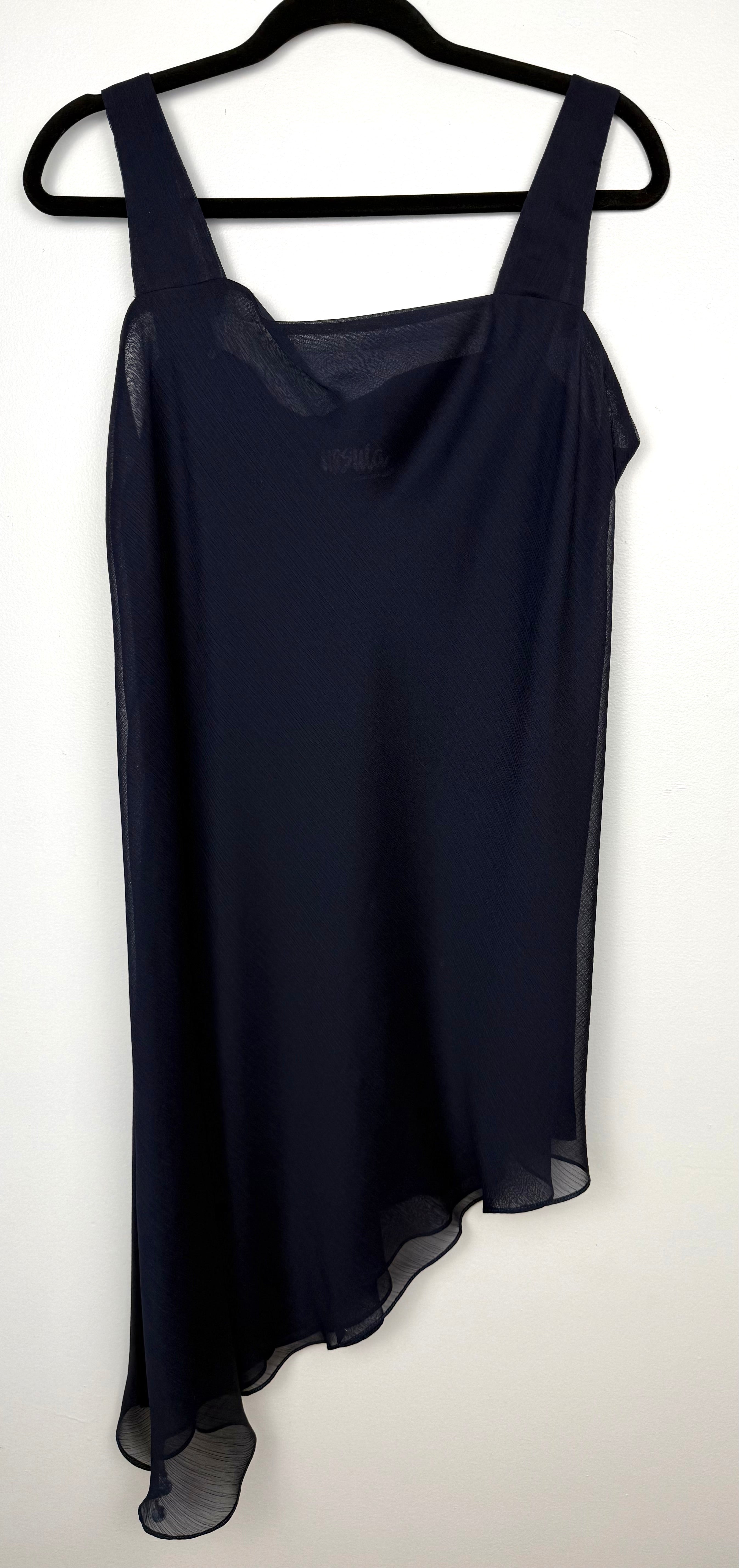 Ursula of Switzerland Vintage Navy Asymmetric Dress at Blue Sparrow Shop