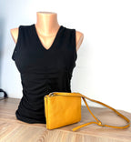 Vegan Leather Accessorize Mustard Yellow Crossbody Bag - back view