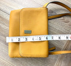 Vegan Leather Accessorize Mustard Yellow Crossbody Bag -measuring 6" tall 