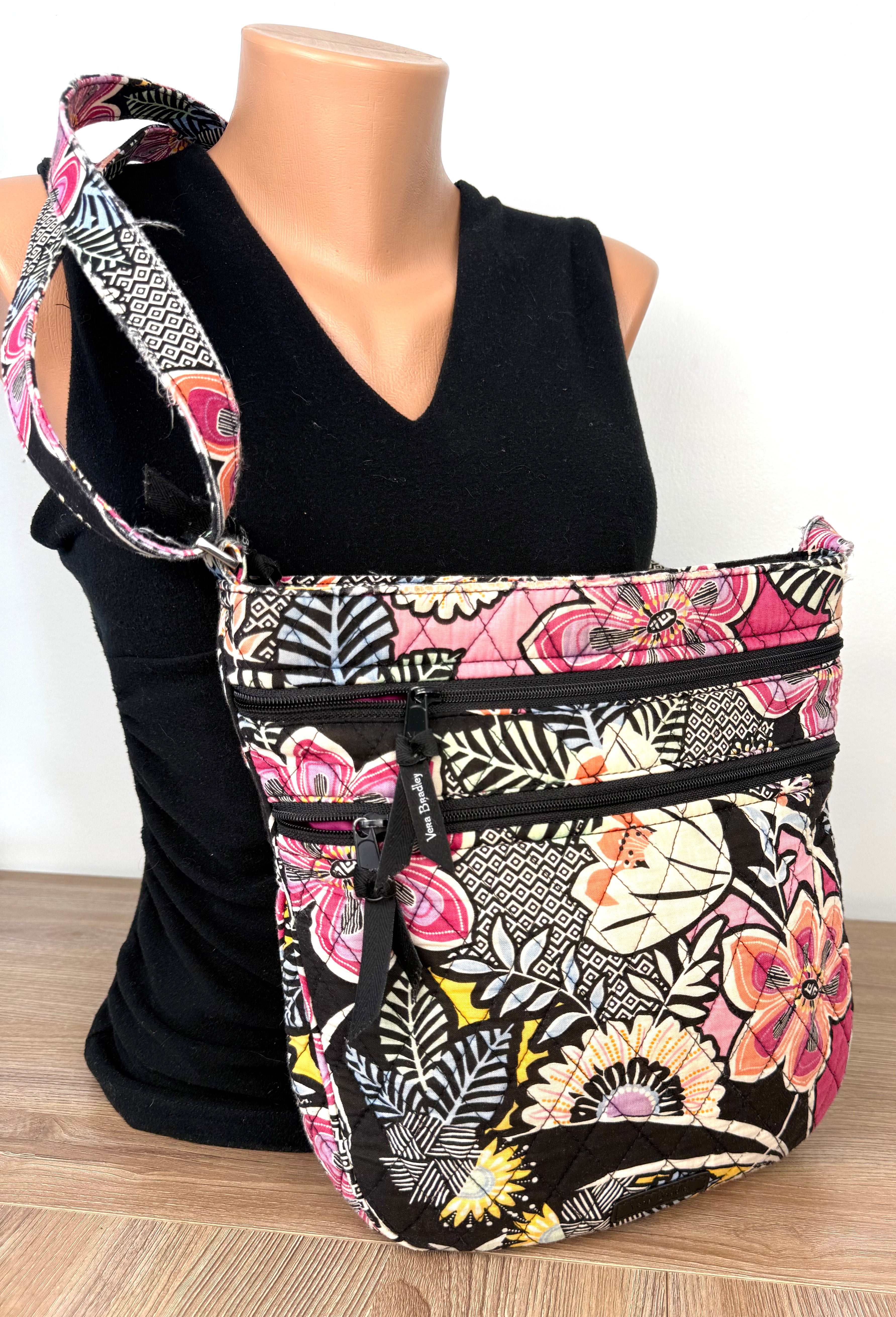 Vera Bradley Quilted Crossbody Bag  at Blue Sparrow Shop on mannequin to show size