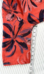 Via Vitale Made in Italy Linen Floral Blouse / overshirt at Blue Sparrow Shop measuring 10" sleeve