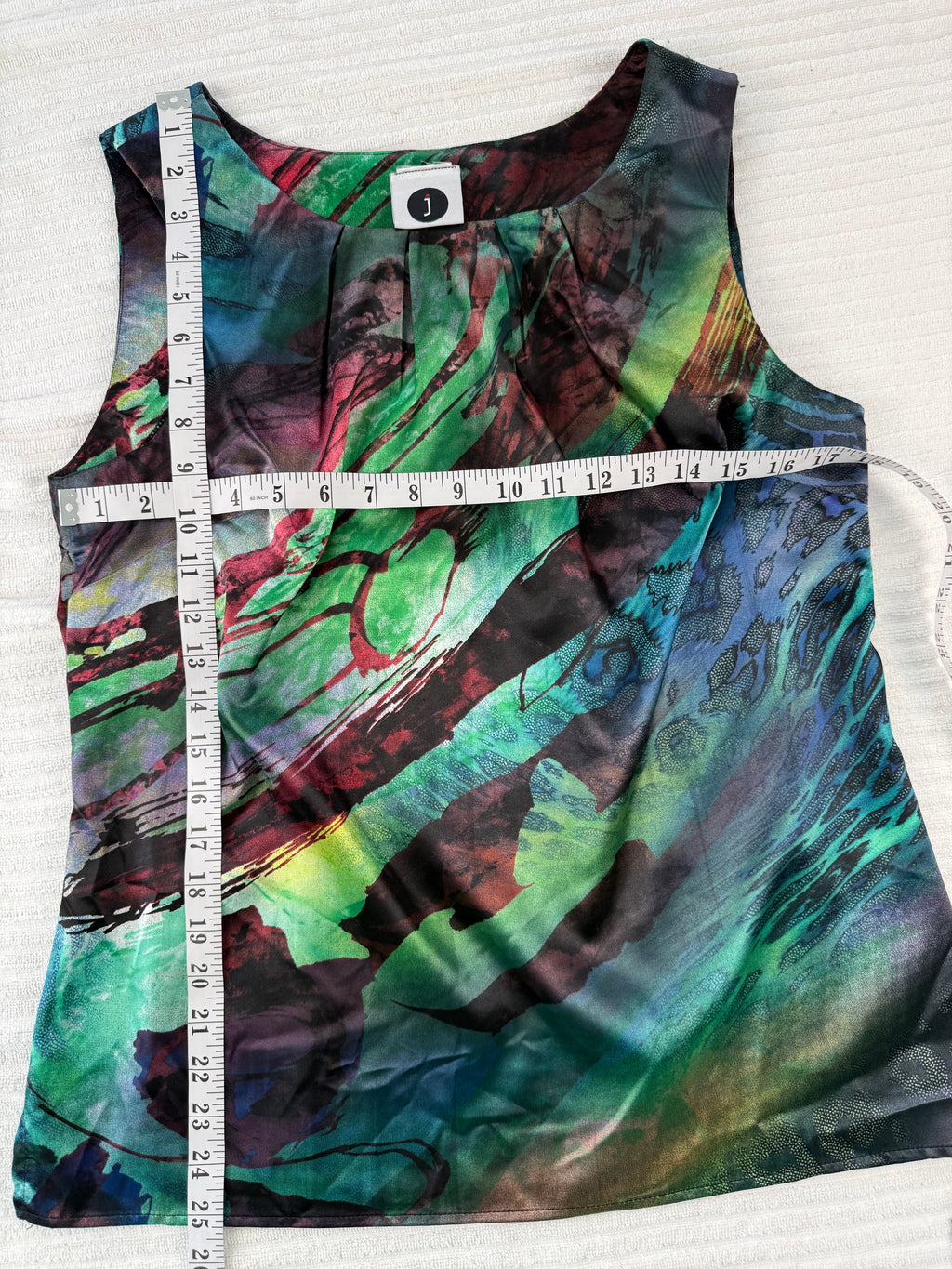 Vintage Abstract Art Sleeveless Top | Made in Canada | Size 10  at Blue Sparrow Shop measuring 36" bust and 25" shoulder to hem 