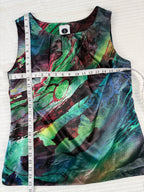 Vintage Abstract Art Sleeveless Top | Made in Canada | Size 10  at Blue Sparrow Shop measuring 36" bust and 25" shoulder to hem 