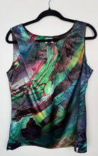 Vintage Abstract Art Sleeveless Top | Made in Canada | Size 10  at Blue Sparrow Shop on hanger