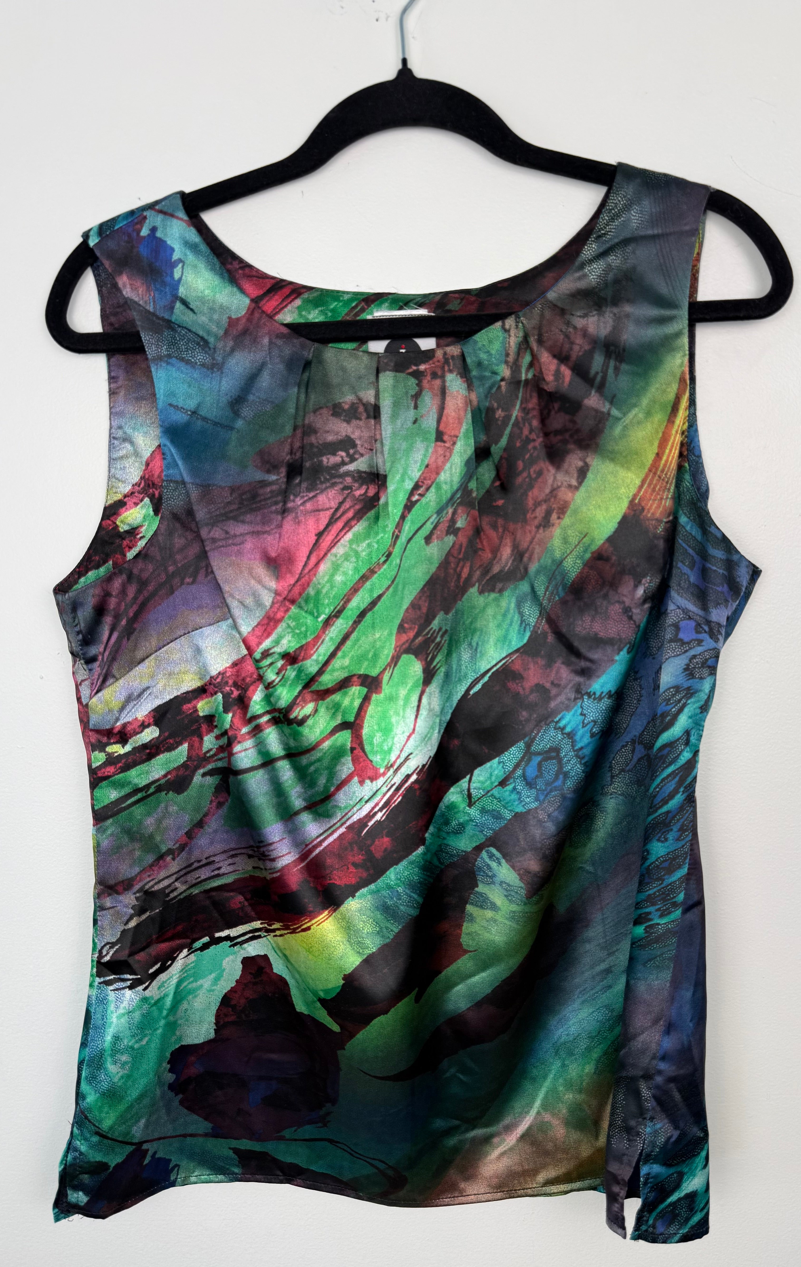Vintage Abstract Art Sleeveless Top | Made in Canada | Size 10  at Blue Sparrow Shop on hanger