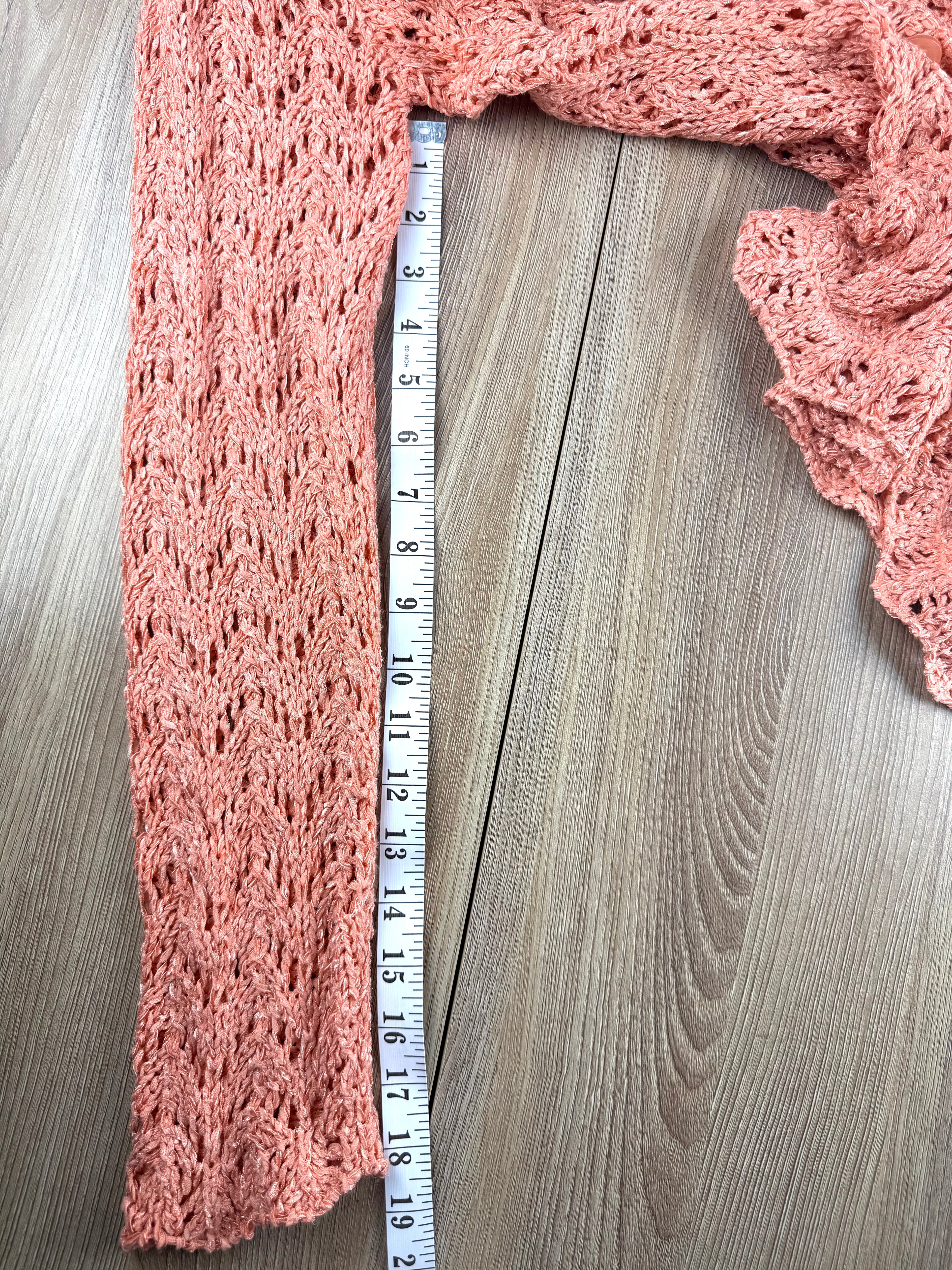 Vintage Crochet Hand Knit Cardigan measuring 18" sleeve 