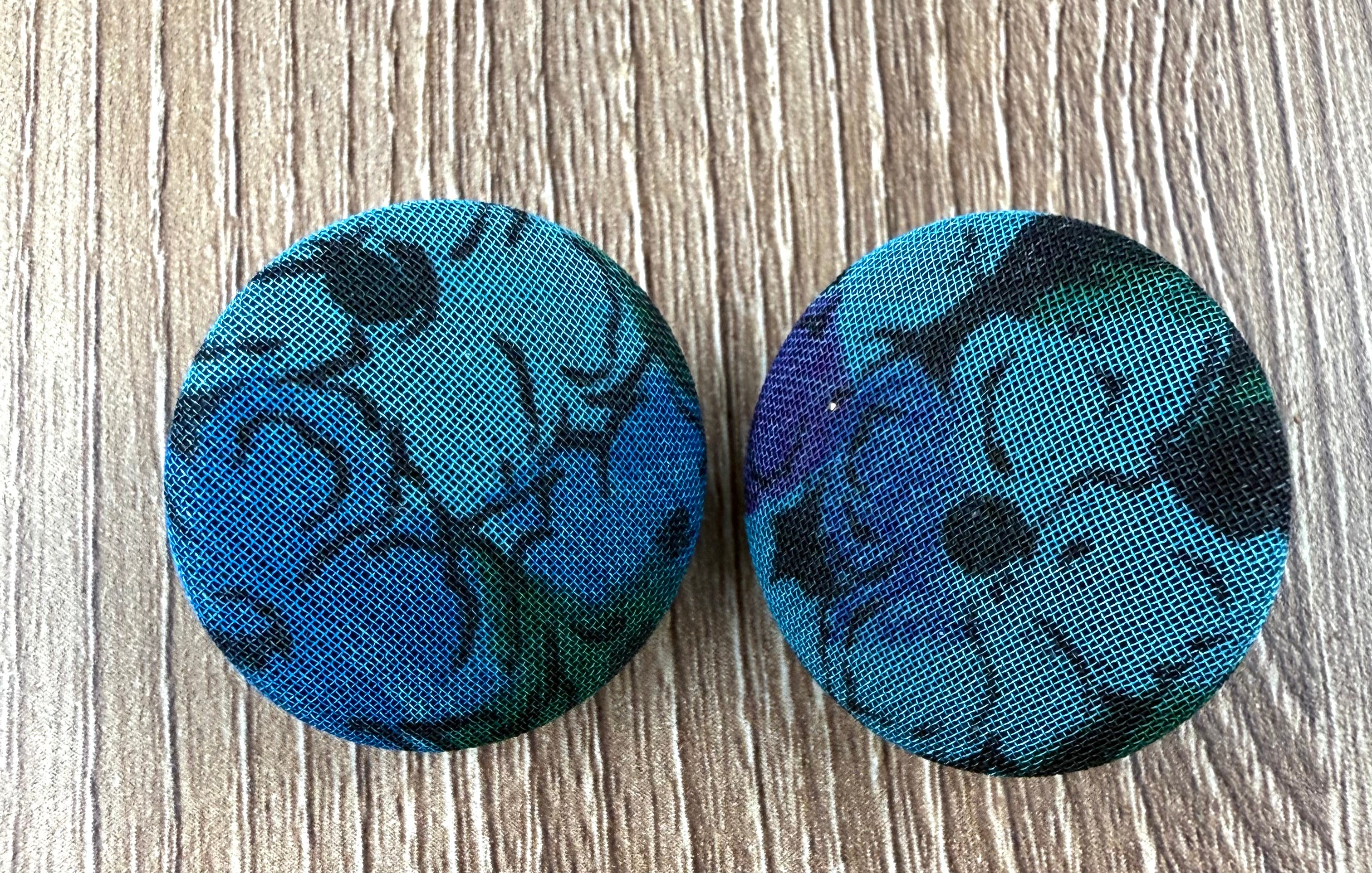 Vintage Fabric Button Earrings 