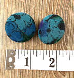 Vintage Fabric Button Earrings  measuring about 1"