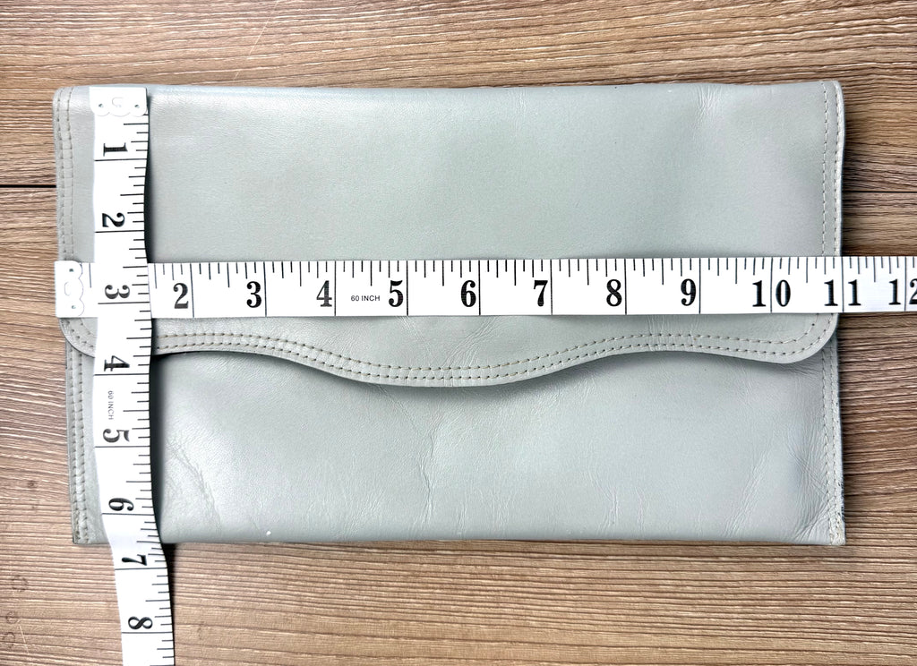 Vintage Leather Clutch Bag at Blue Sparrow Shop  measuring 11" by 7"