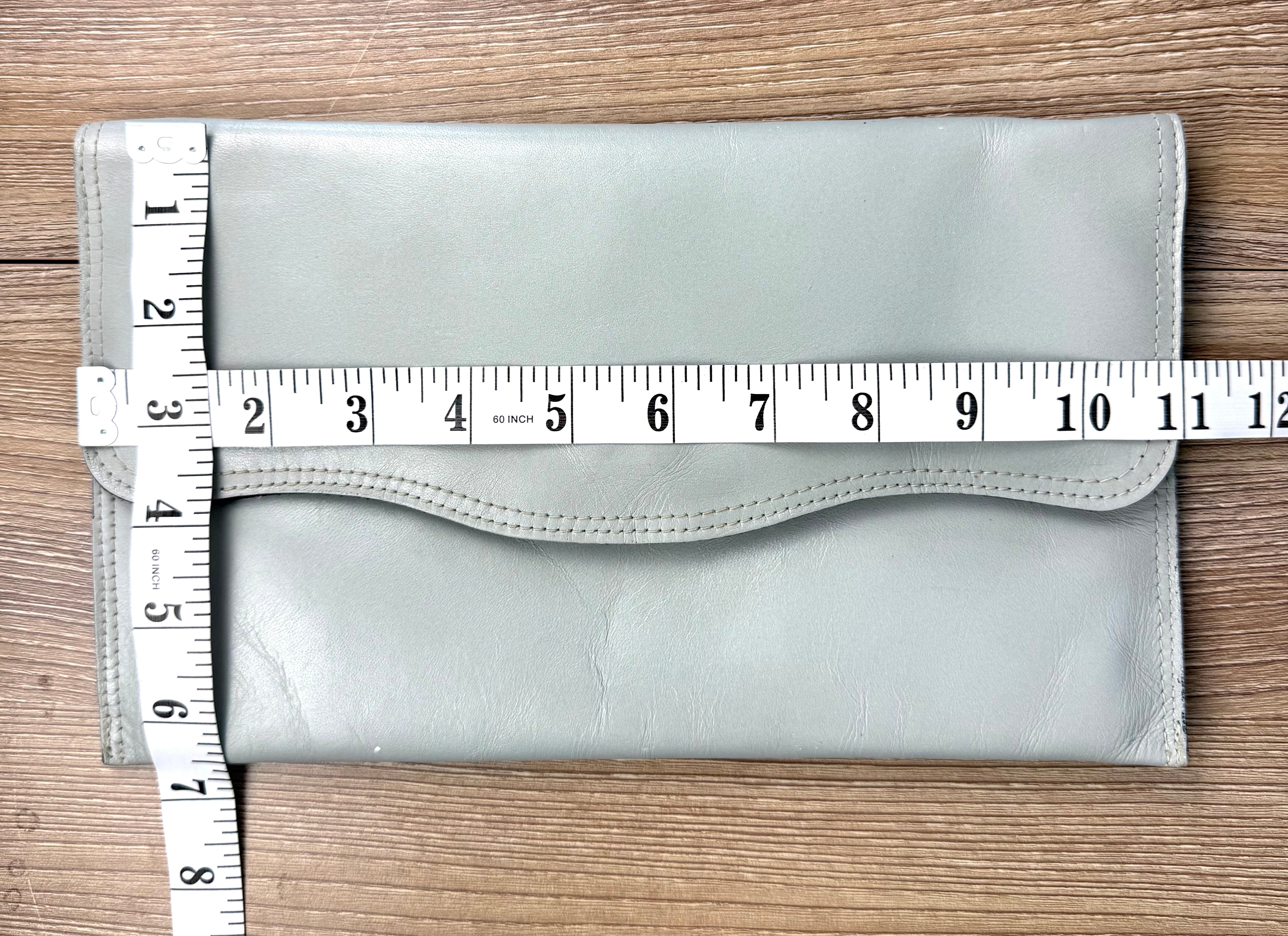 Vintage Leather Clutch Bag at Blue Sparrow Shop  measuring 11" by 7"