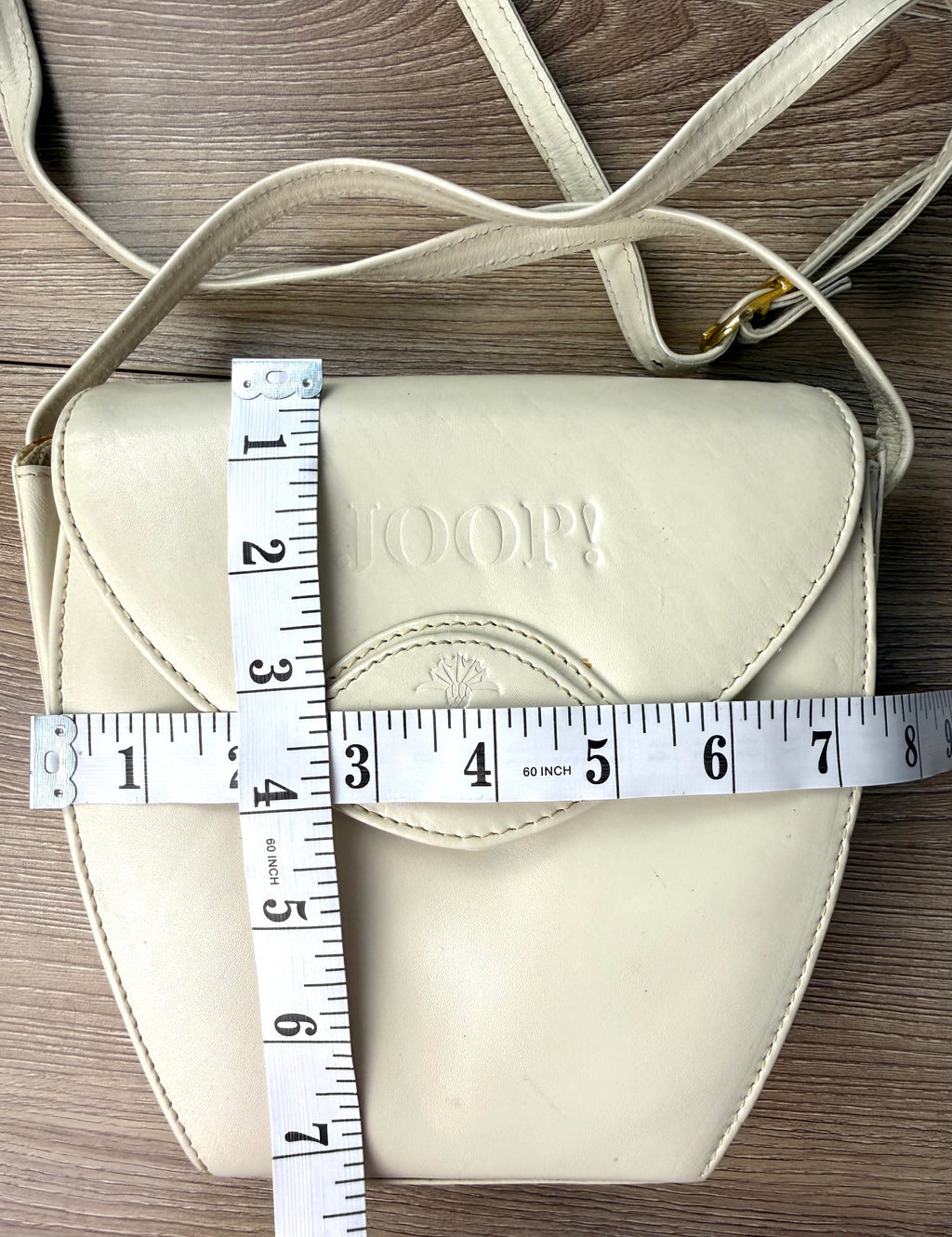 Vintage Leather Joop Crossbody Bag  at Blue Sparrow Shop  measuring approx 7" square
