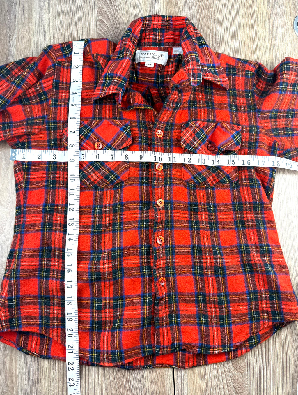 Vintage Viyella by Deacon Brothers red Royal Stewart tartan shirt measuring 36" bust and 22" shoulder to hem