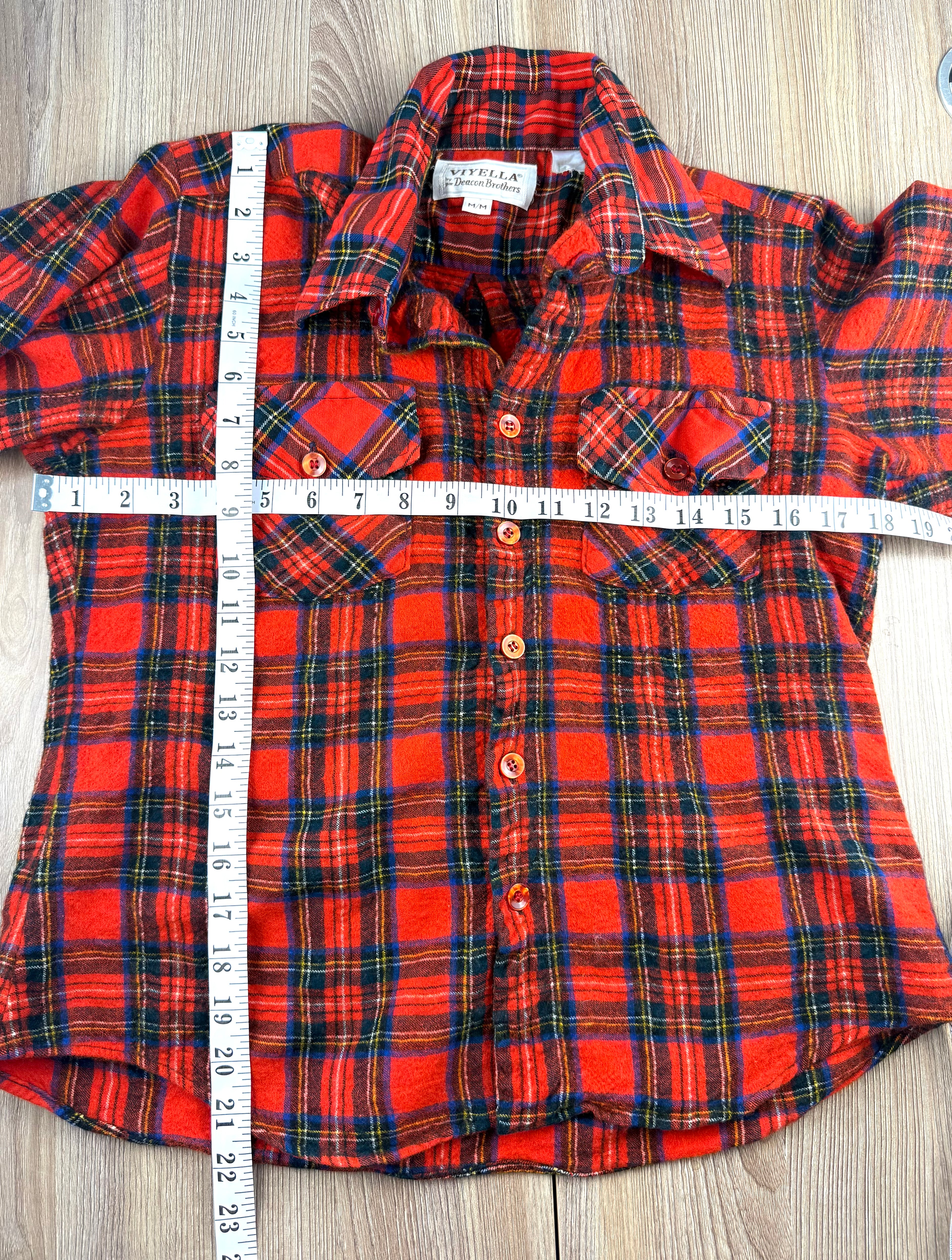 Vintage Viyella by Deacon Brothers red Royal Stewart tartan shirt measuring 36" bust and 22" shoulder to hem