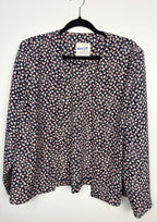 Vintage floral print navy Jacket Made in Canada at Blue Sparrow Shop  on hanger