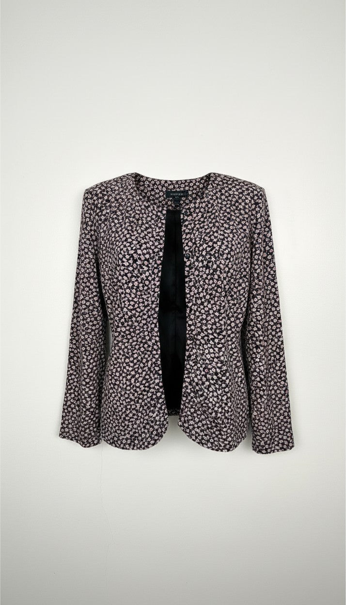 Vintage floral print navy Jacket Made in Canada at Blue Sparrow Shop 