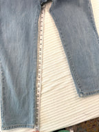 Vintage looking Mechanic Style Denim Coveralls at Blue Sparrow Shop measuring 27" inseam