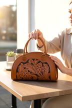Vintage Hand-Tooled Leather Dome Handbag