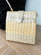 Vintage woven basket crossbody bag