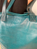 Wanderers Travel Co Parisian Leather Tote Bag close up 