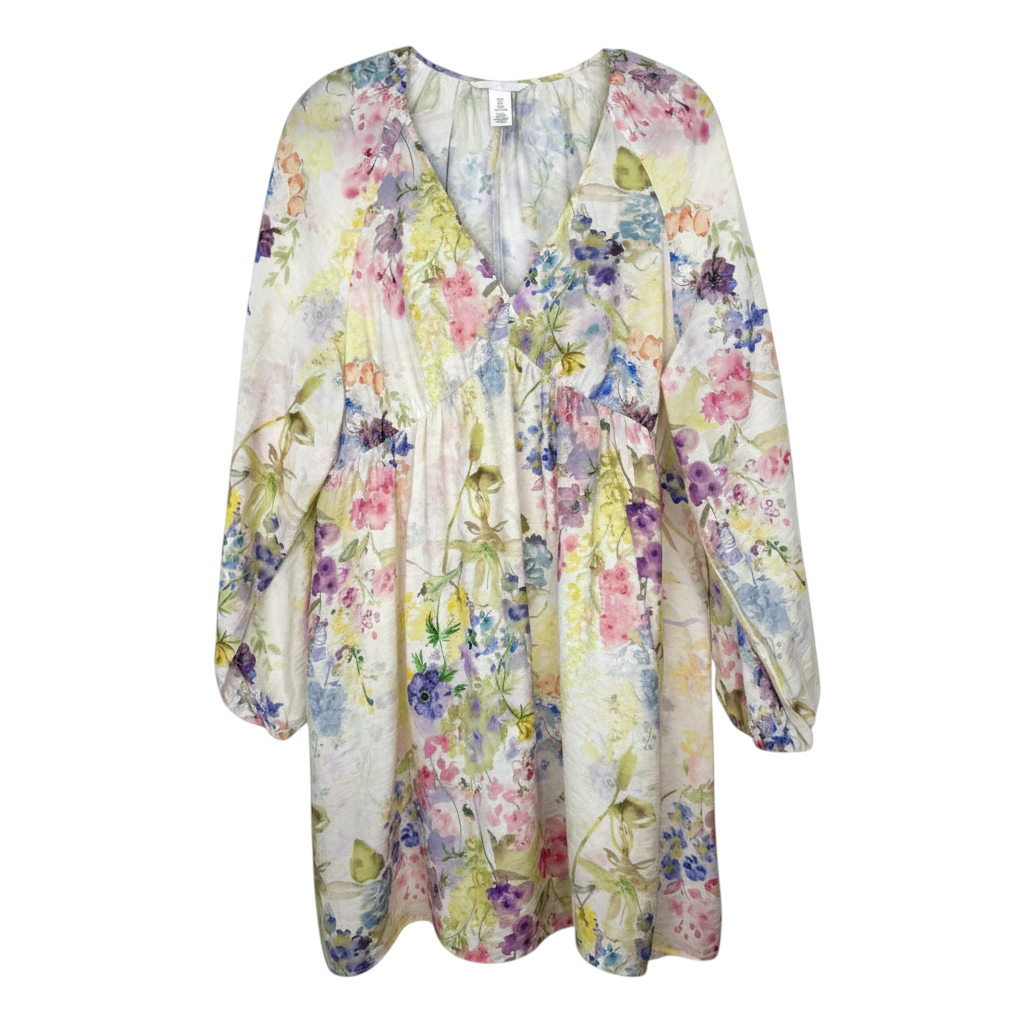 Watercolour Boho Babydoll Mini Dress | Size M at Blue Sparrow Shop