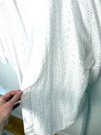 White eyelet kimono/oversized jacket  close up of eyelet pattern