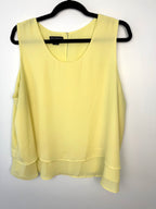 Yellow Layered Sleeveless Blouse | Metaphor Double Layer Chiffon Tank | Size XL at Blue Sparrow Shop on hanger