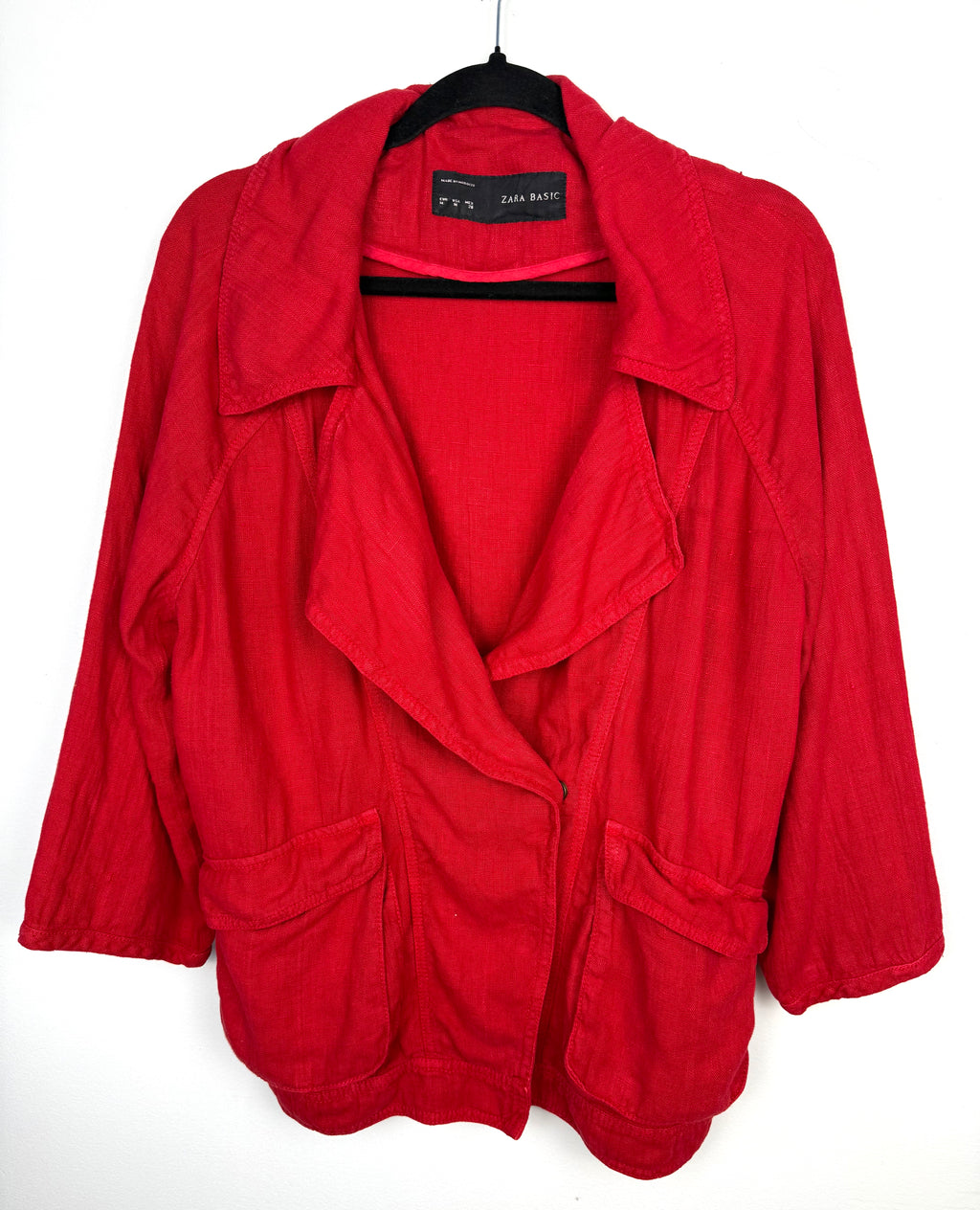 Zara 100% Linen Jacket | Size M at Blue Sparrow Shop o on hanger