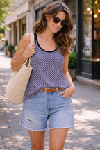 Zara Boucle Tank Top at Blue Sparrow Shop lifestyle photo on woman outside 