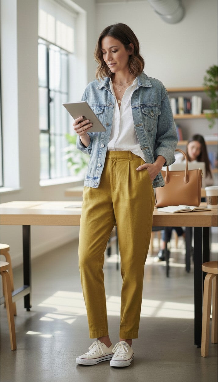 Zara Tailored High Waisted Pants | Size M at Blue Sparrow Shop on woman in library