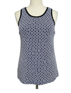 Zara Trafaluc Blue White Boucle Tank Top Textured Knit Sleeveless M