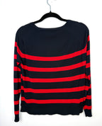 Zara brand nautical striped sweater in navy and red on hanger