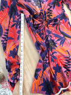 Zara dress tropical pattern silky measuring gathered sleeve 17" and full sleeve 20"