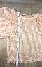 Zara feathery top measuring 21" from shoulder to hem 