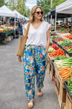 Zara Wide Leg Pants | Size M at Blue Sparrow Shop Canada  on woman at outdoor market 
