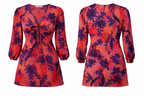 Zara silky tropical pattern mini dress at Blue Sparrow Shop