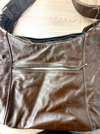 zipper detail Karen Gunn Handmade Leather Crossbody Bag-The Ella and Louella