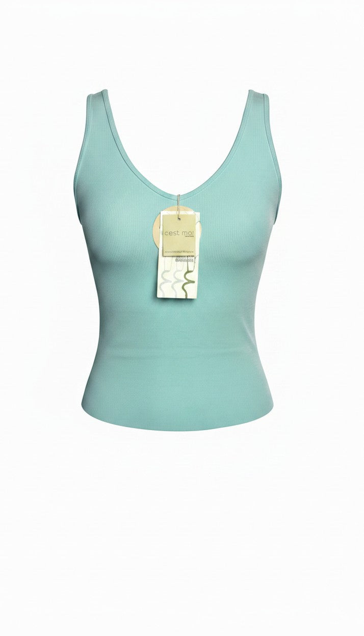 aqua coloured Bamboo Tank top by C'est Moi at Blue Sparrow Shop 